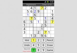 Sudoku on Android, Nightmare Difficulty, Sand Skin